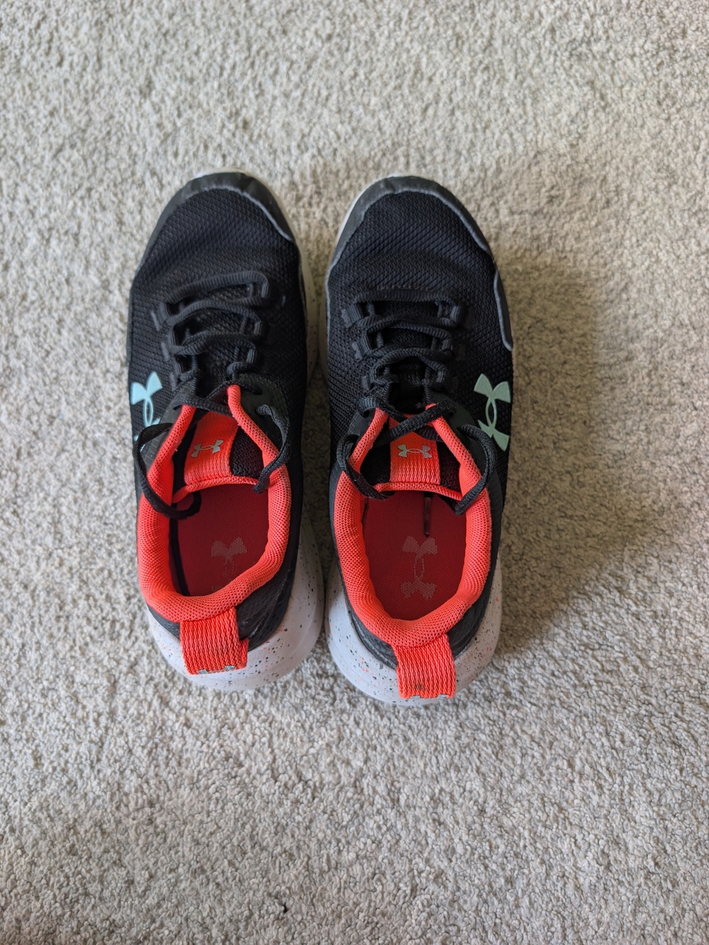Under Armour Kids' Black and Coral Athletic Sneakers